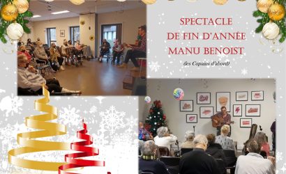 Photo du spectacle de fin d'année, patients et Manu BENOIST musicien
